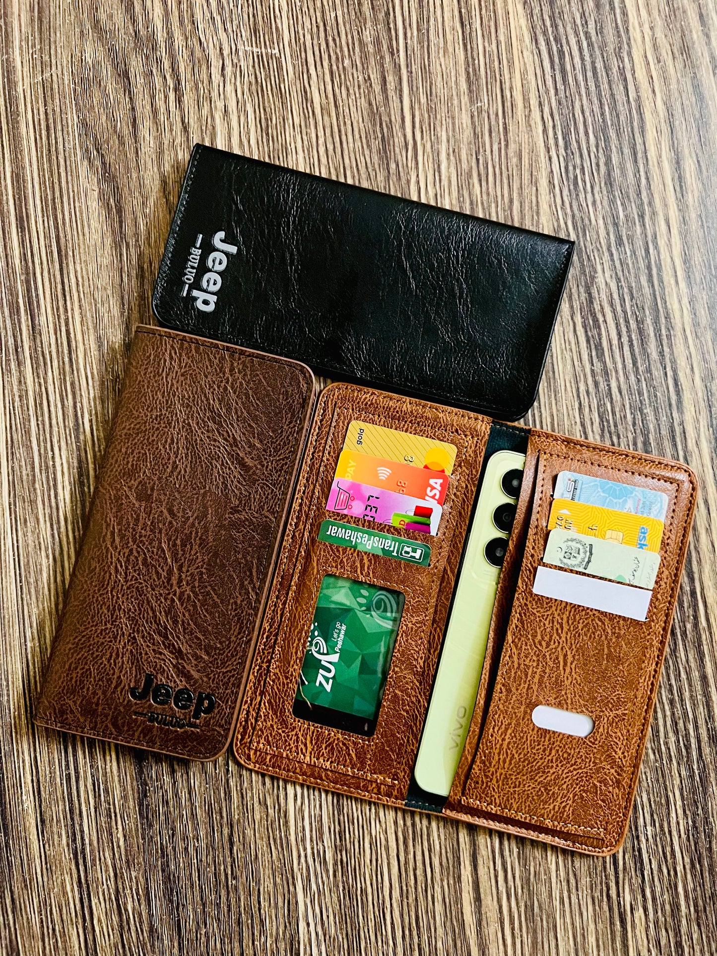 JEEP BULUO Men's Leather Wallet (Long Mobile Wallet)