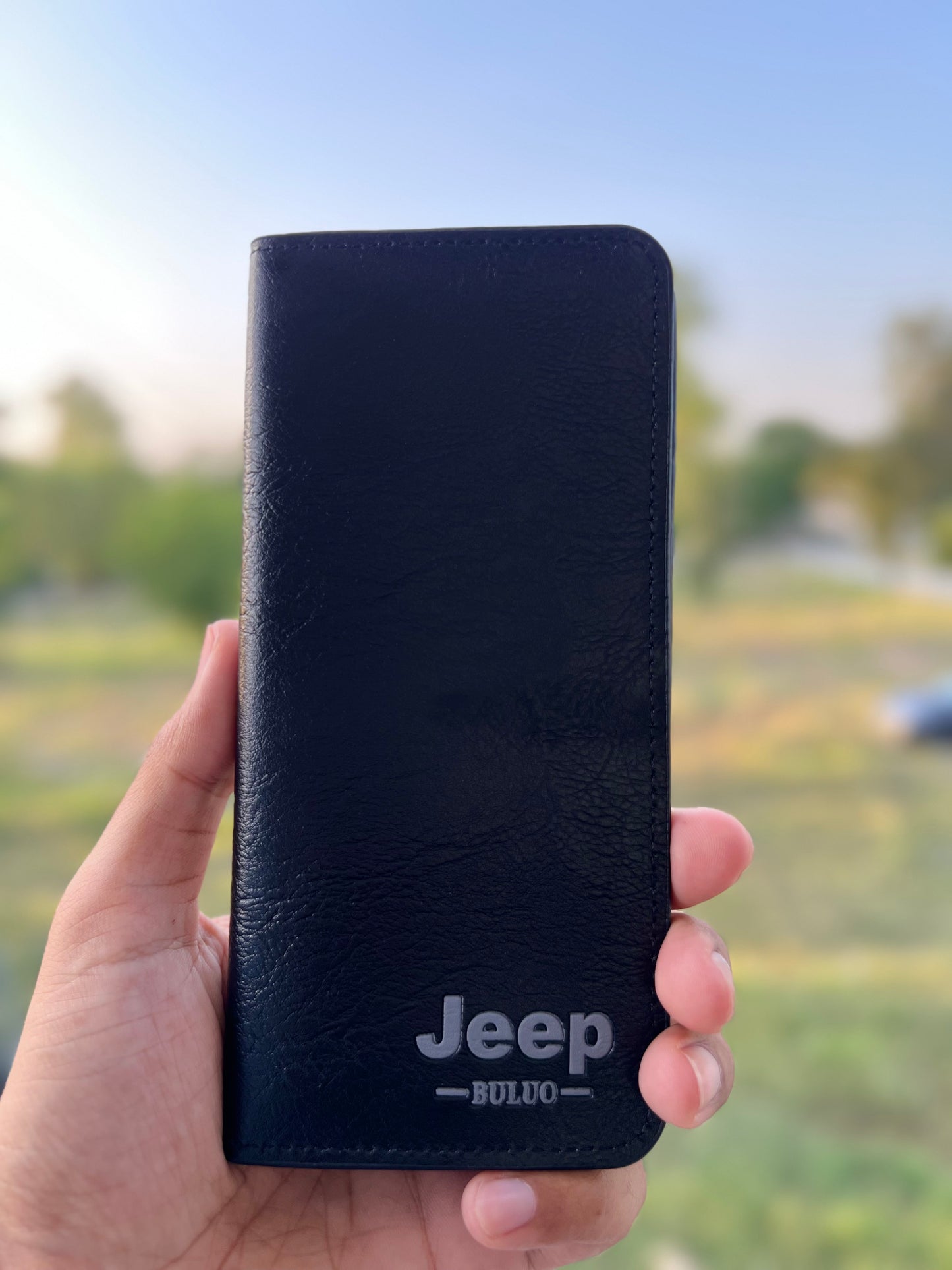JEEP BULUO Men's Leather Wallet (Long Mobile Wallet)