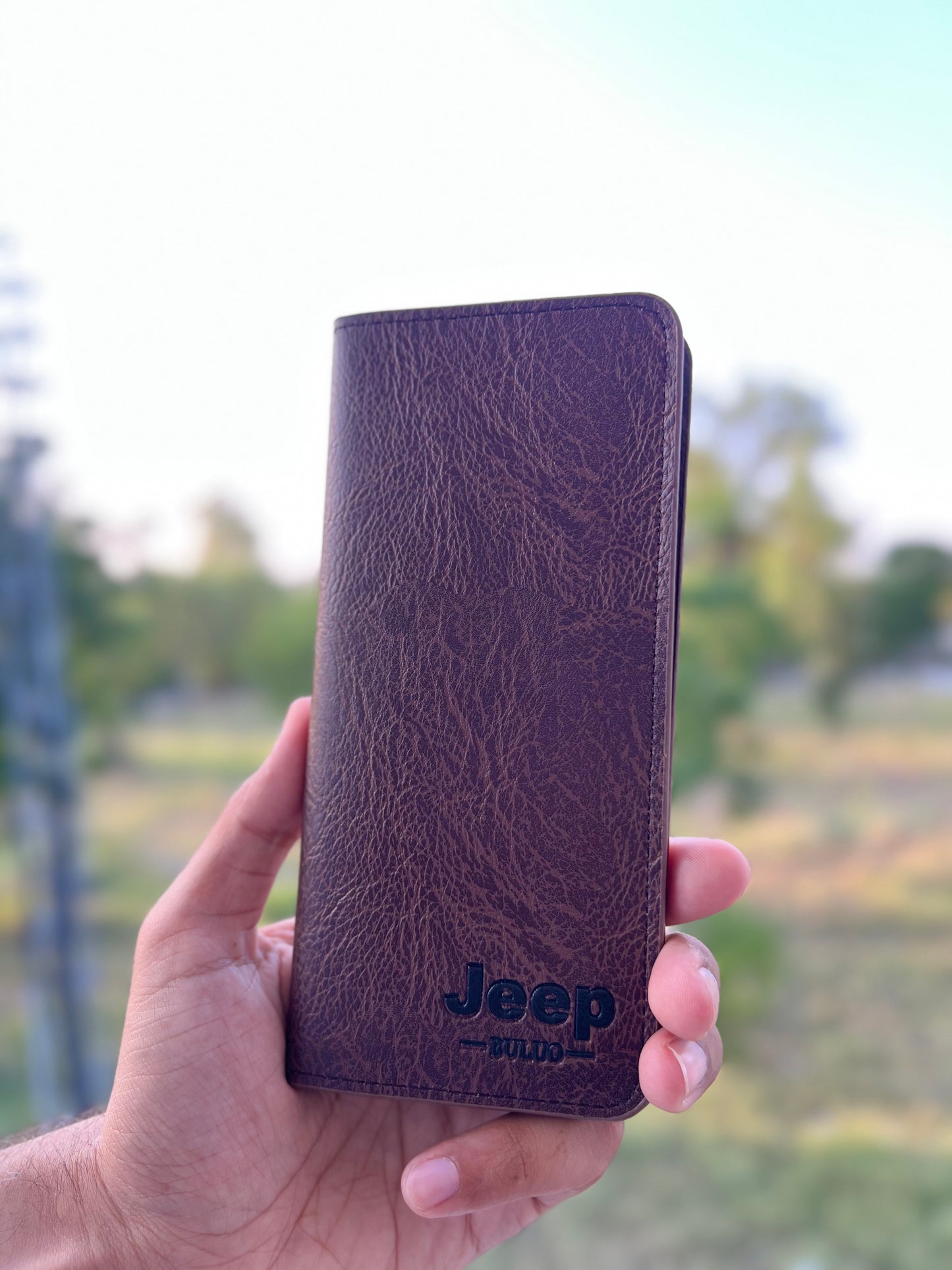 JEEP BULUO Men's Leather Wallet (Long Mobile Wallet)
